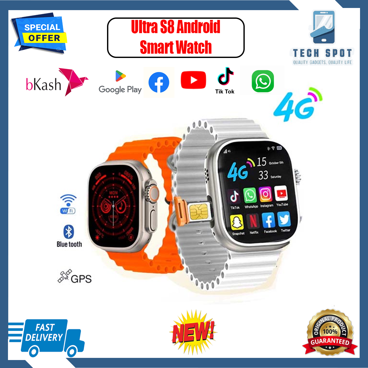 K10 Ultra Sim Supported Smart Watch